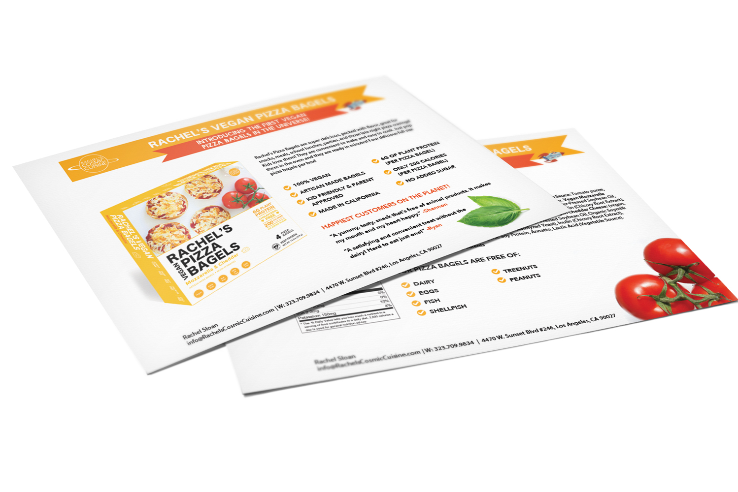 Pizza Bagels Nutrition Cards